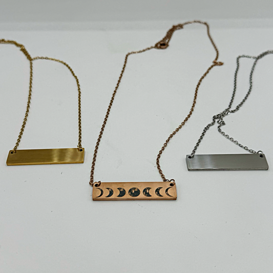 Personalized Bar Necklace with Chain and Jewelry Bag