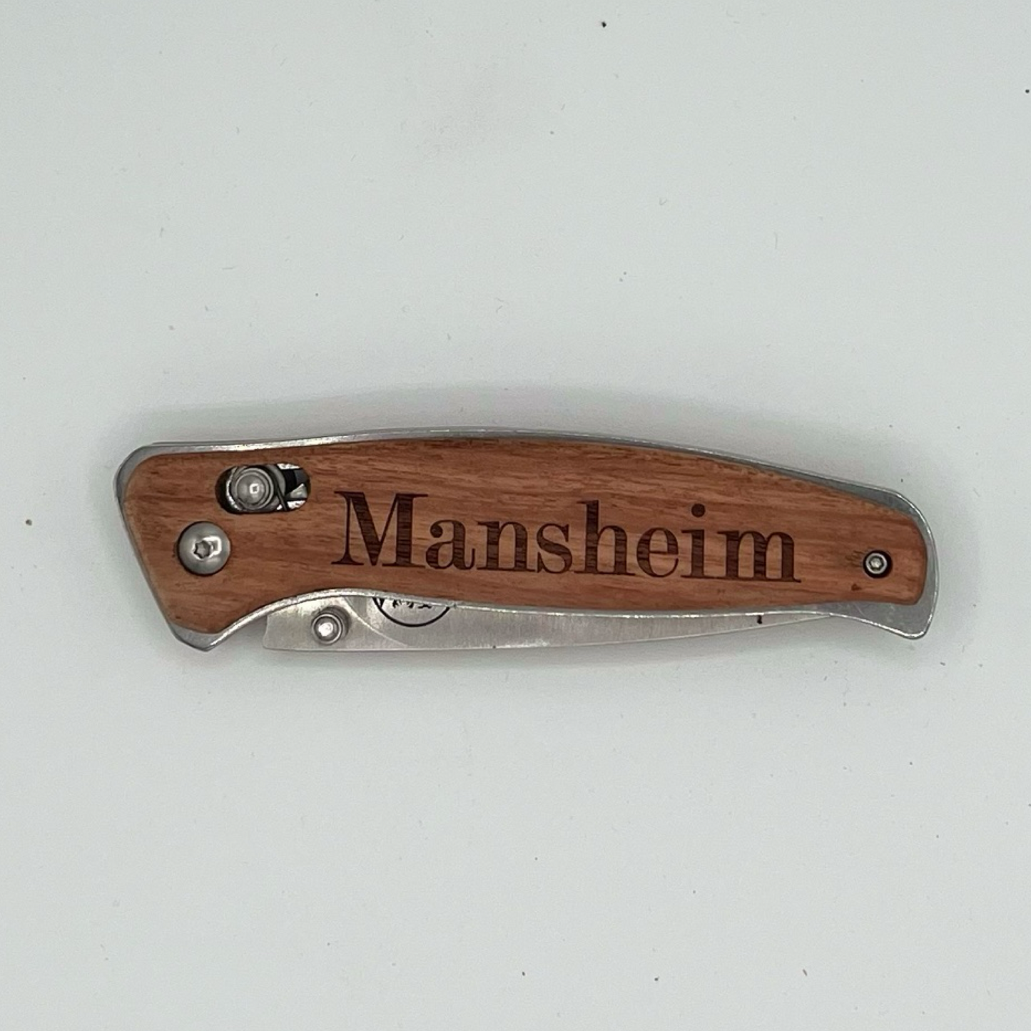 Personalized Folding Pocketknife With Button Lock and Stainless-Steel Blade