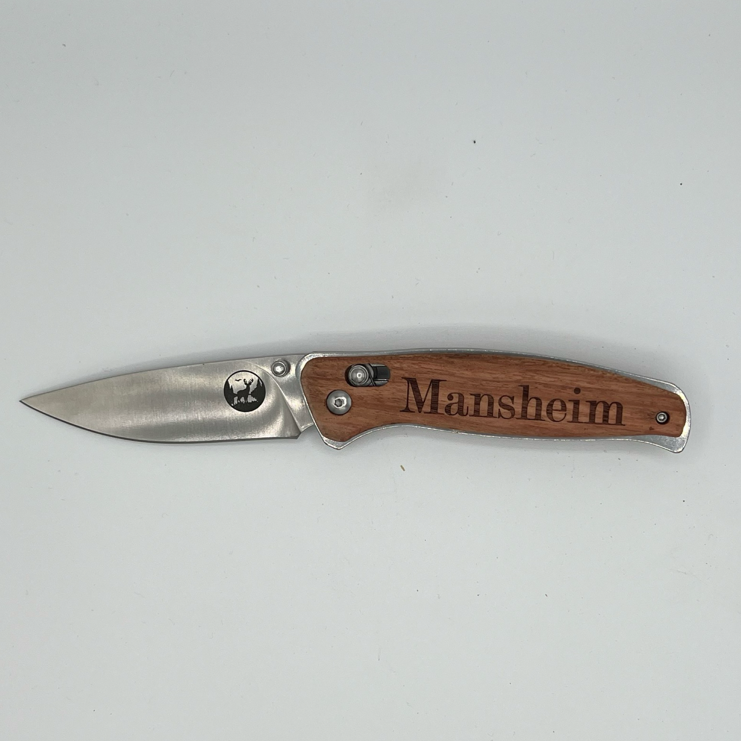 Personalized Folding Pocketknife With Button Lock and Stainless-Steel Blade