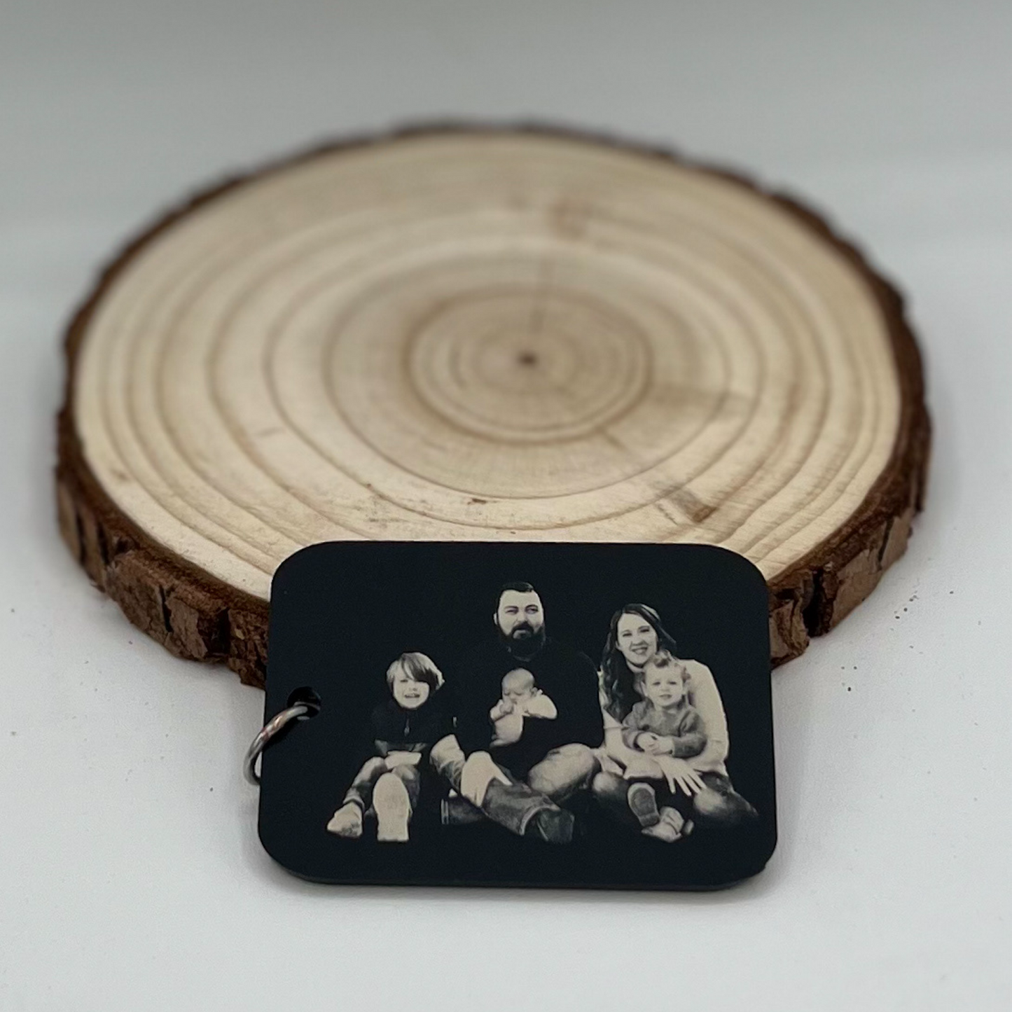 Personalized Black Acrylic Photo Keychain