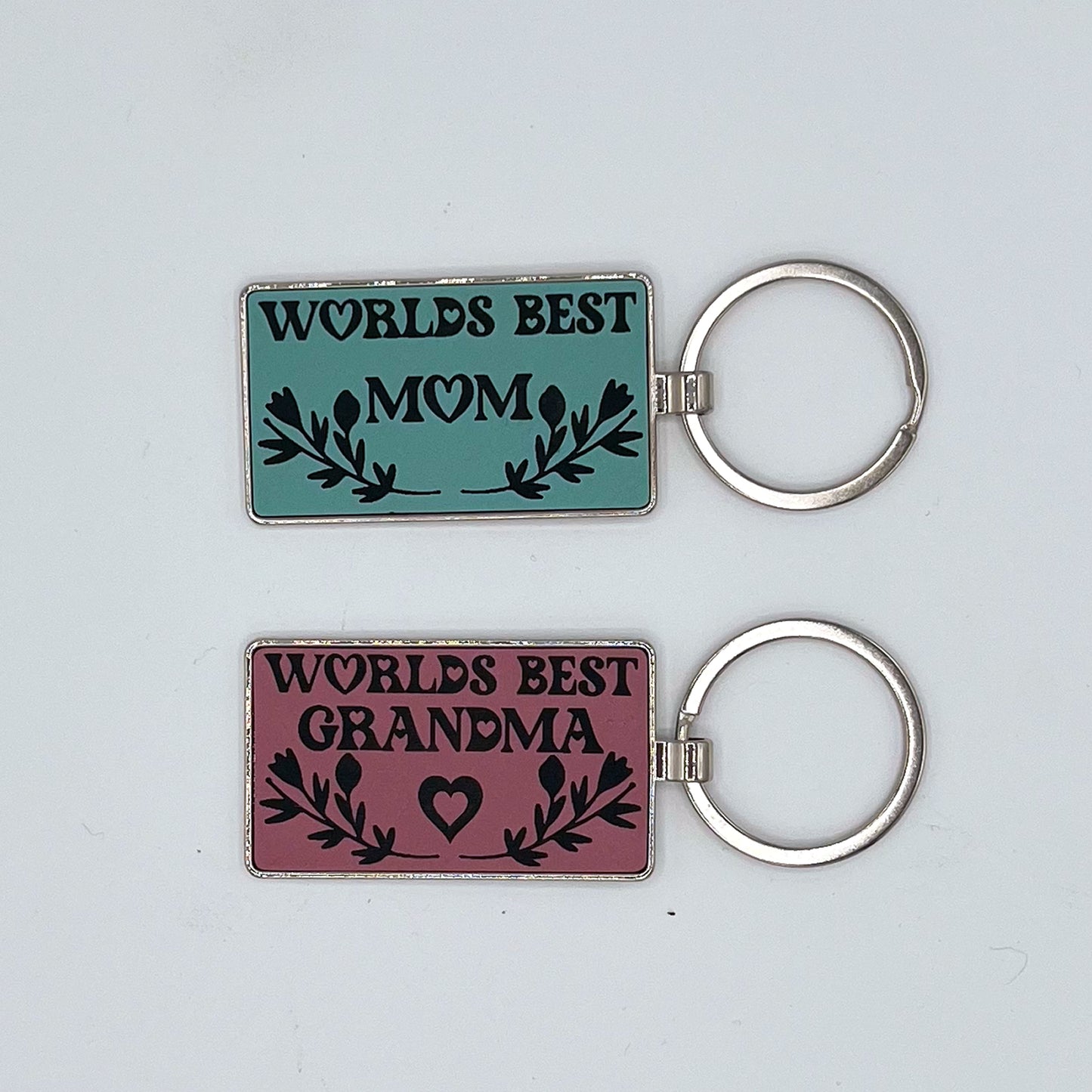 Laser Engraved Metal Rectangle Keychains with Leatherette Inlay